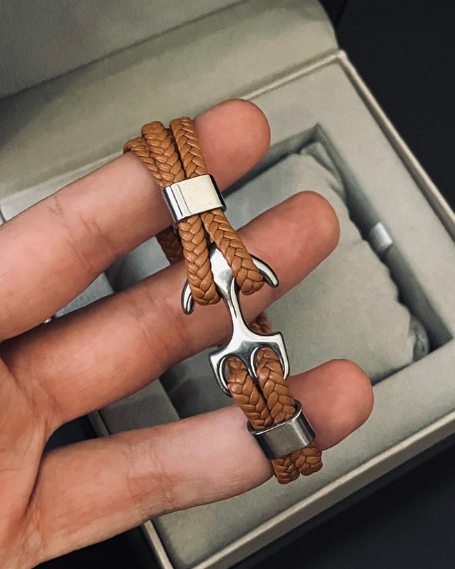 دستبند چرم مردانه لنگر